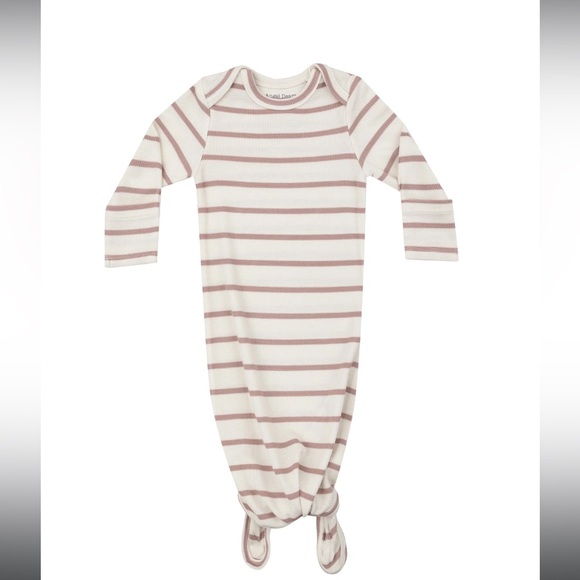 ANGEL DEAR KNOTTED GOWN - MODAL RIB FRENCH STRIPE -MISTY ROSE, 0-3 months - Picture 1 of 2